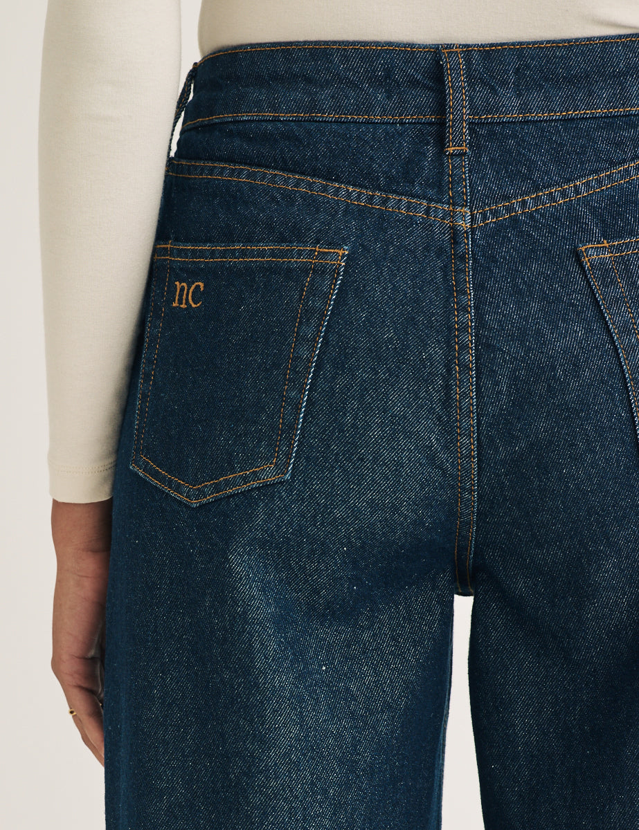 Dark Wash Wide Leg Cropped Jeans