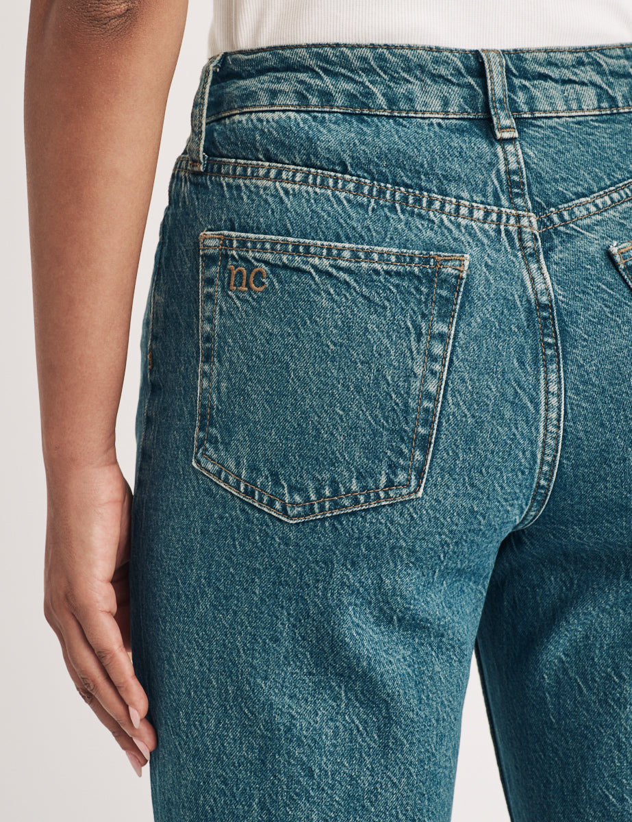 Vintage Mid Wash Slim Straight Leg Jeans