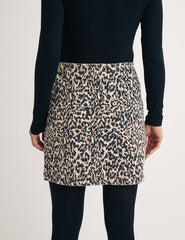Leopard Print Denim Mini Skirt