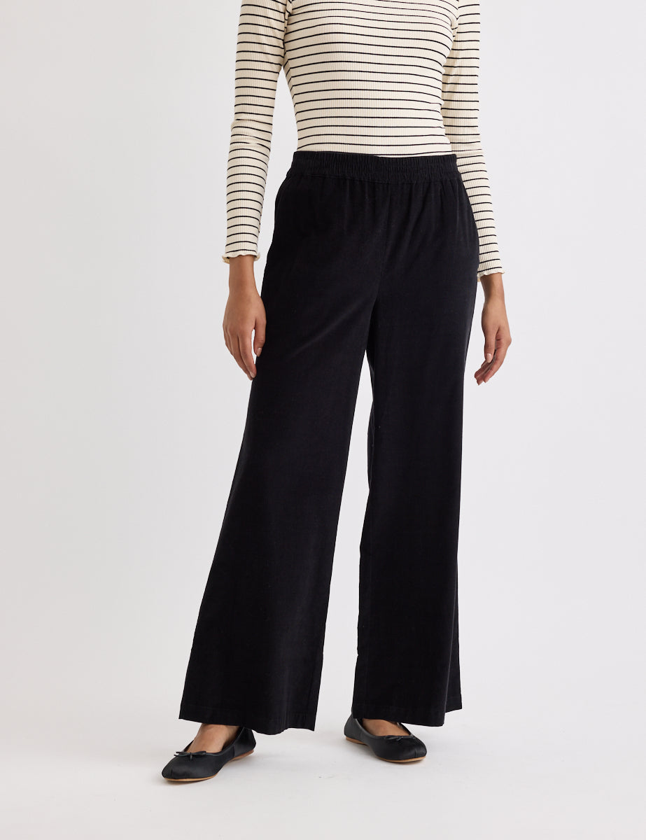 Black Cord Wide Leg Trousers