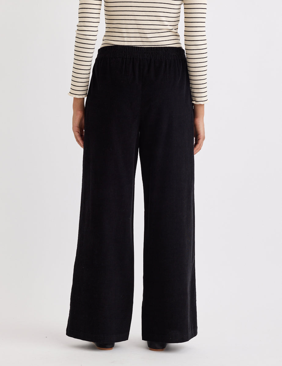Black Cord Wide Leg Trousers