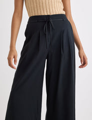 Black Tie Waist Wide Leg Trousers