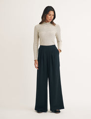 Black Wide Leg Pull On Trousers