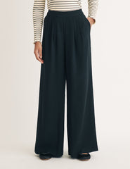 Black Wide Leg Pull On Trousers
