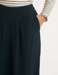 Black Wide Leg Pull On Trousers