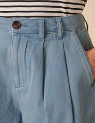 Light Blue Double Pleat Ava Shorts