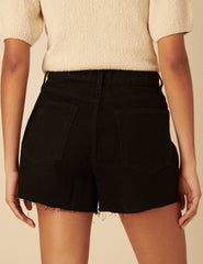 Black Denim A-line Shorts