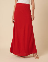 Red Linen-blend Mila Maxi Skirt