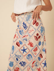 Cream Shell Print Mila Maxi Skirt