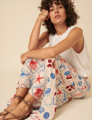 Cream Shell Print Mila Maxi Skirt