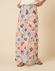 Cream Shell Print Mila Maxi Skirt
