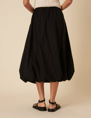 Black Bubble Hem Midi Skirt