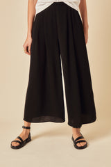 Black Wide Leg Cropped Zeena Trousers