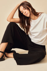 Black Wide Leg Cropped Zeena Trousers