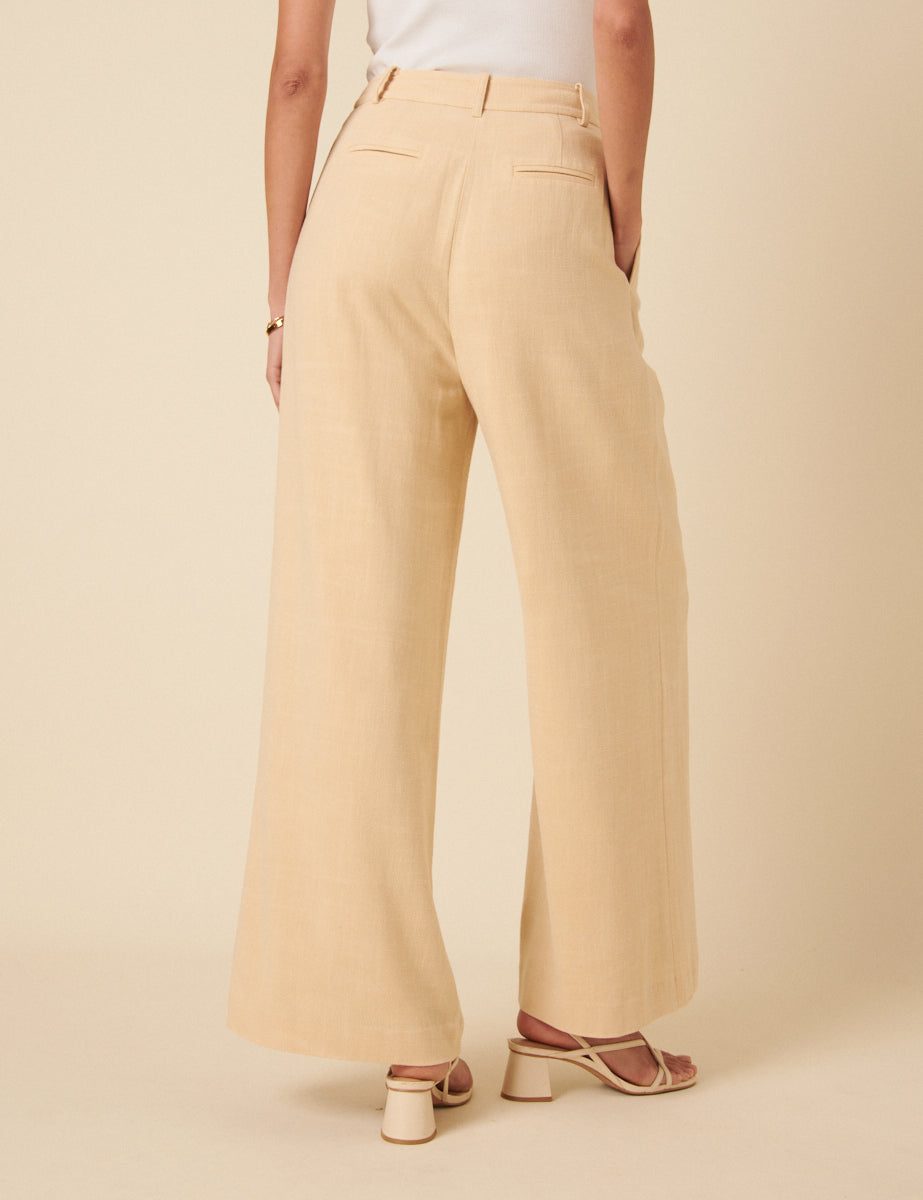 Cream Isabelle Wide Leg Trousers