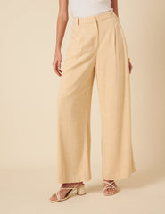 Cream Isabelle Wide Leg Trousers