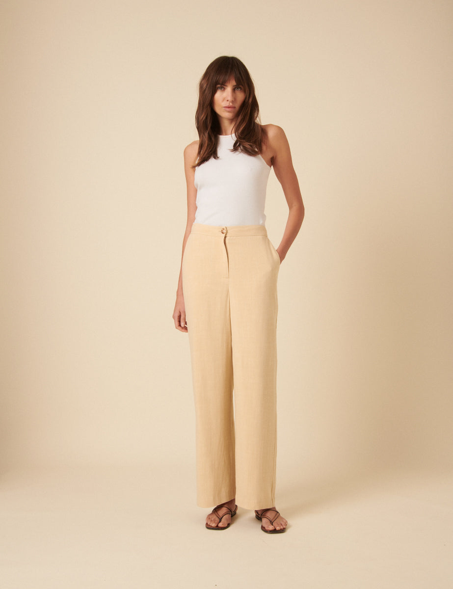 Cream Marion Straight Leg Trousers