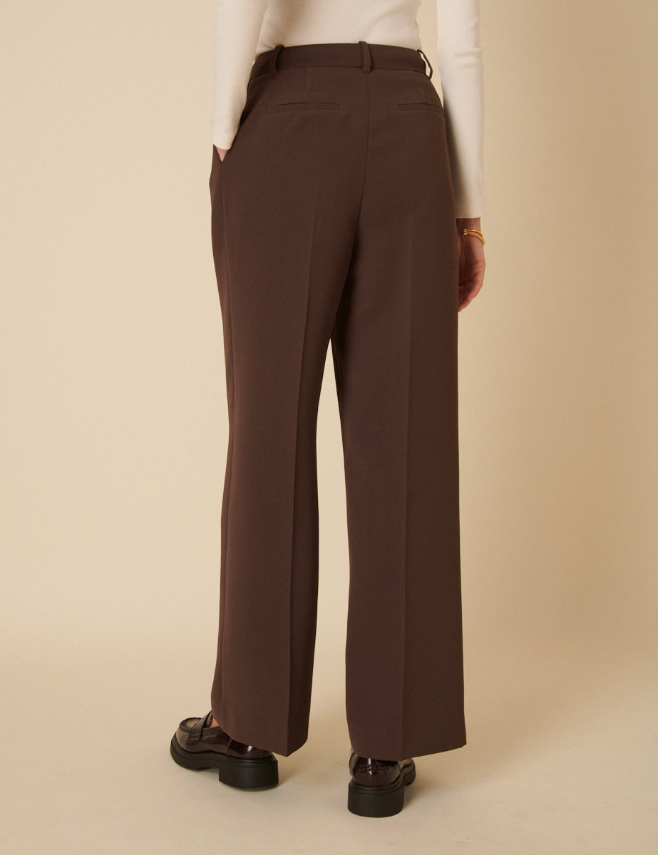 Chocolate Brown Jax Tailored Crepe Trousers
