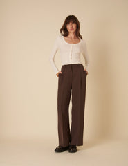 Chocolate Brown Jax Tailored Crepe Trousers