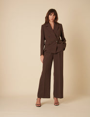 Chocolate Brown Jax Tailored Crepe Trousers