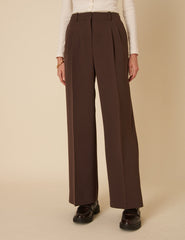 Chocolate Brown Jax Tailored Crepe Trousers