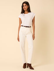 White High Rise Putney Barrel Leg Jeans