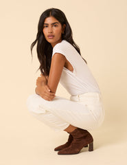 White High Rise Putney Barrel Leg Jeans