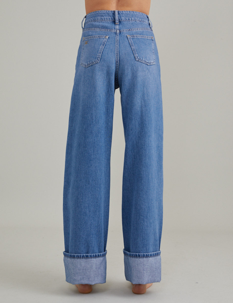 Blue High Rise Islington Turn Up Jeans