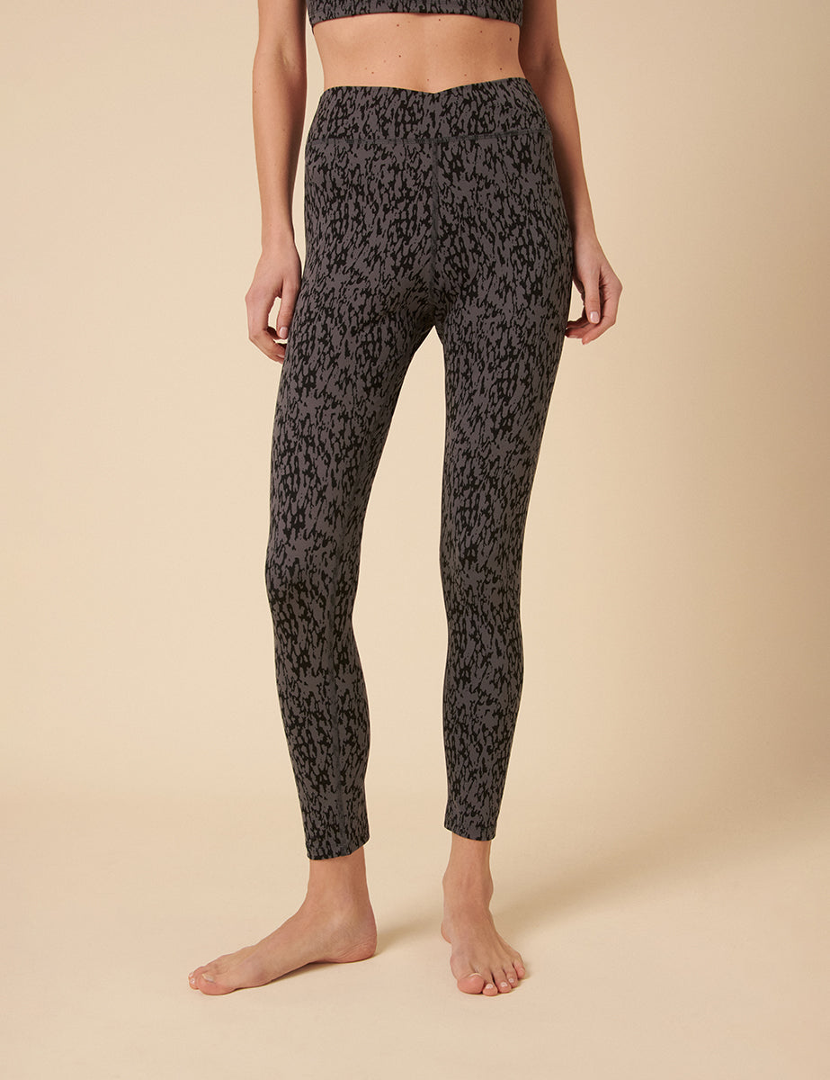 Black Printed Cross Front Active Leggings