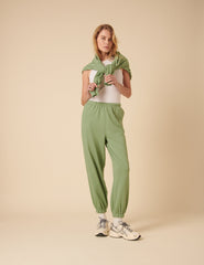Green Relaxed Balloon Leg Joggers