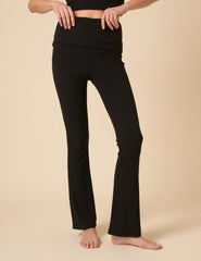 Black Ribbed Flared Yoga Pants