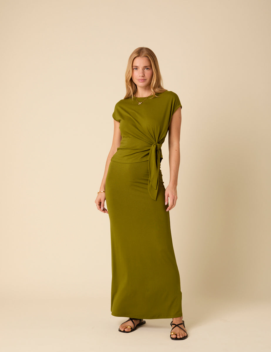 Green Jersey Maxi Skirt