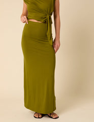 Green Jersey Maxi Skirt