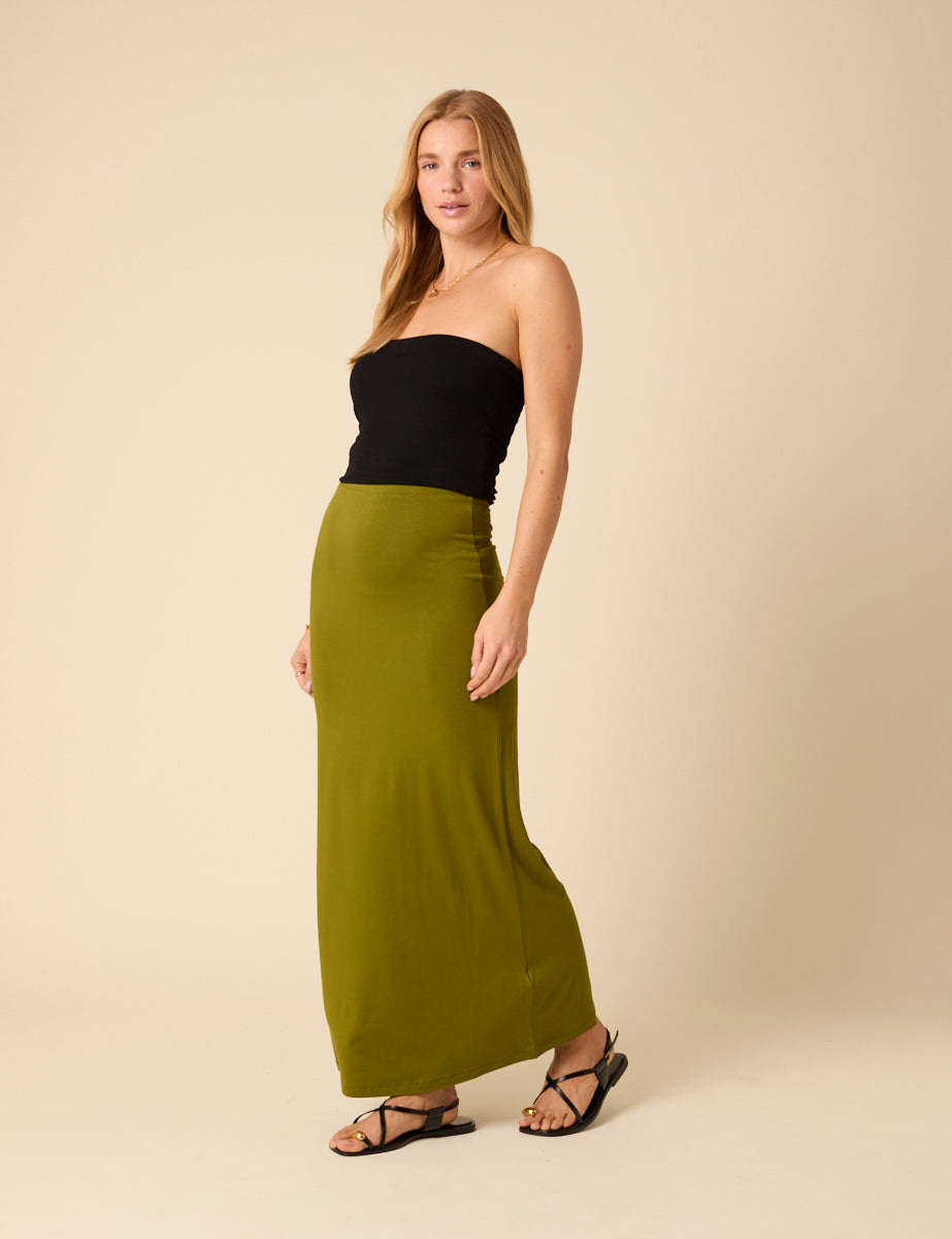 Green Jersey Maxi Skirt