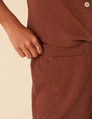 Brown Textured Wide Leg Trousers