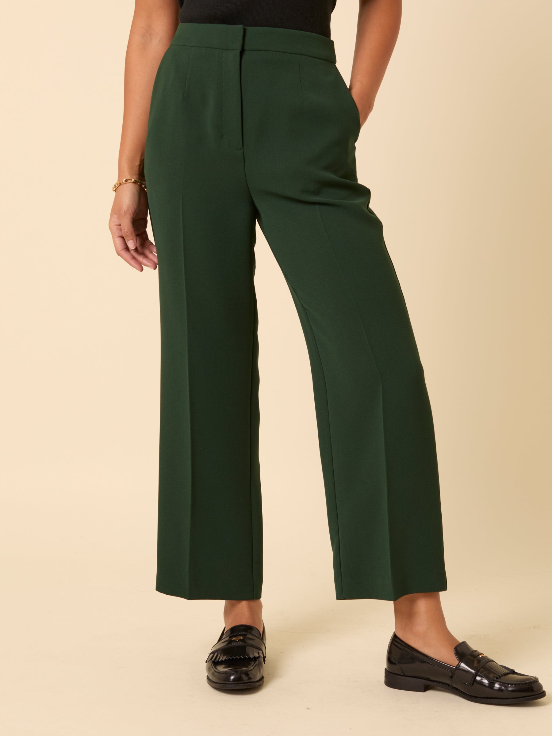 Forest Green Etta Straight Leg Trousers