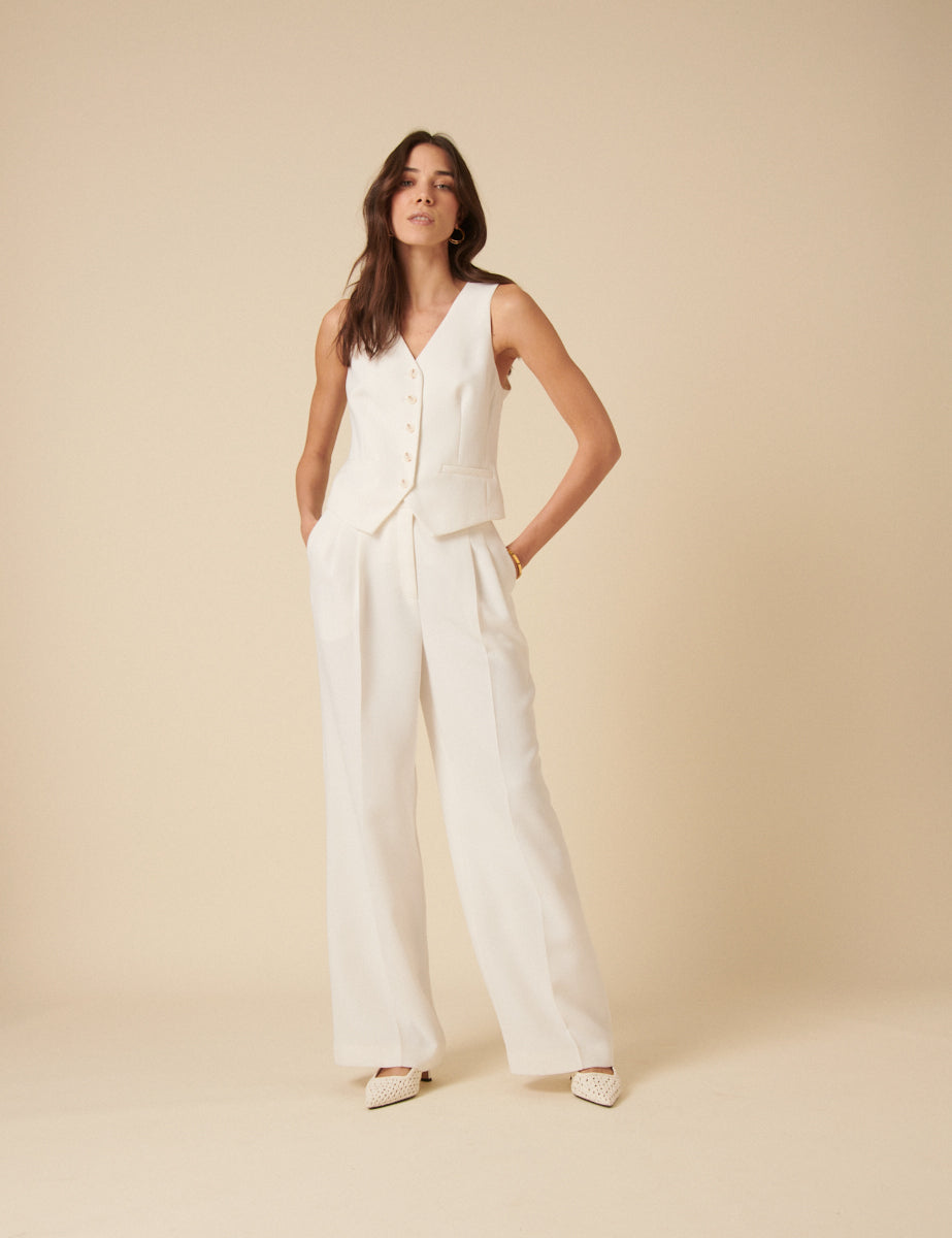 White Jax Tailored Crepe Trousers