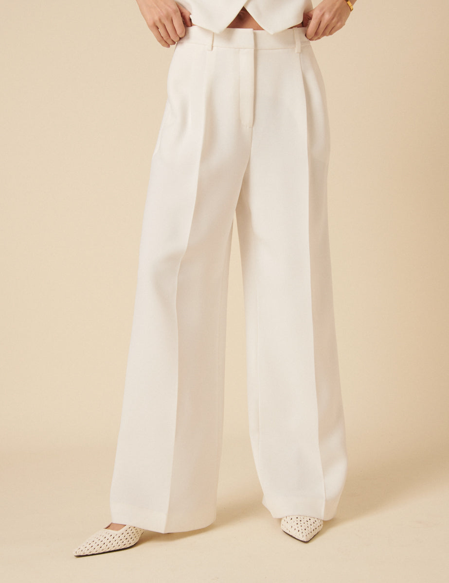 White Jax Tailored Crepe Trousers