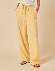 Butter Yellow Linen-blend Shona Trousers