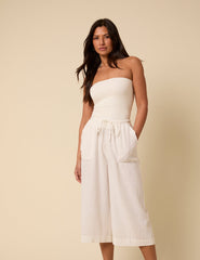 White Cropped Wide Leg Shona Trousers