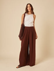 Brown Linen-blend Jerrow Trousers
