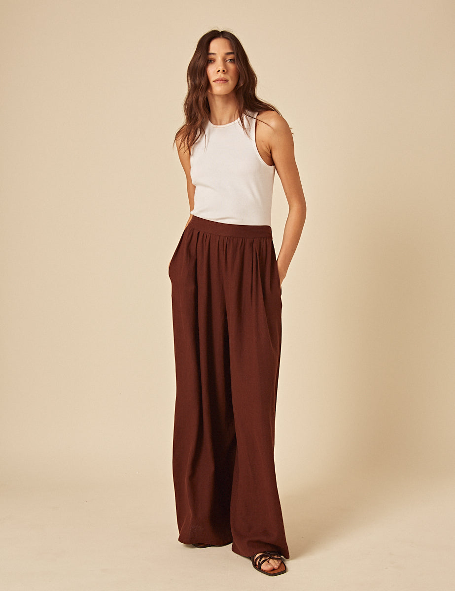 Brown Linen-blend Jerrow Trousers