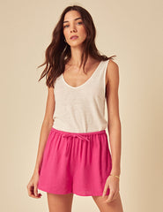 Pink Linen-blend Shorts