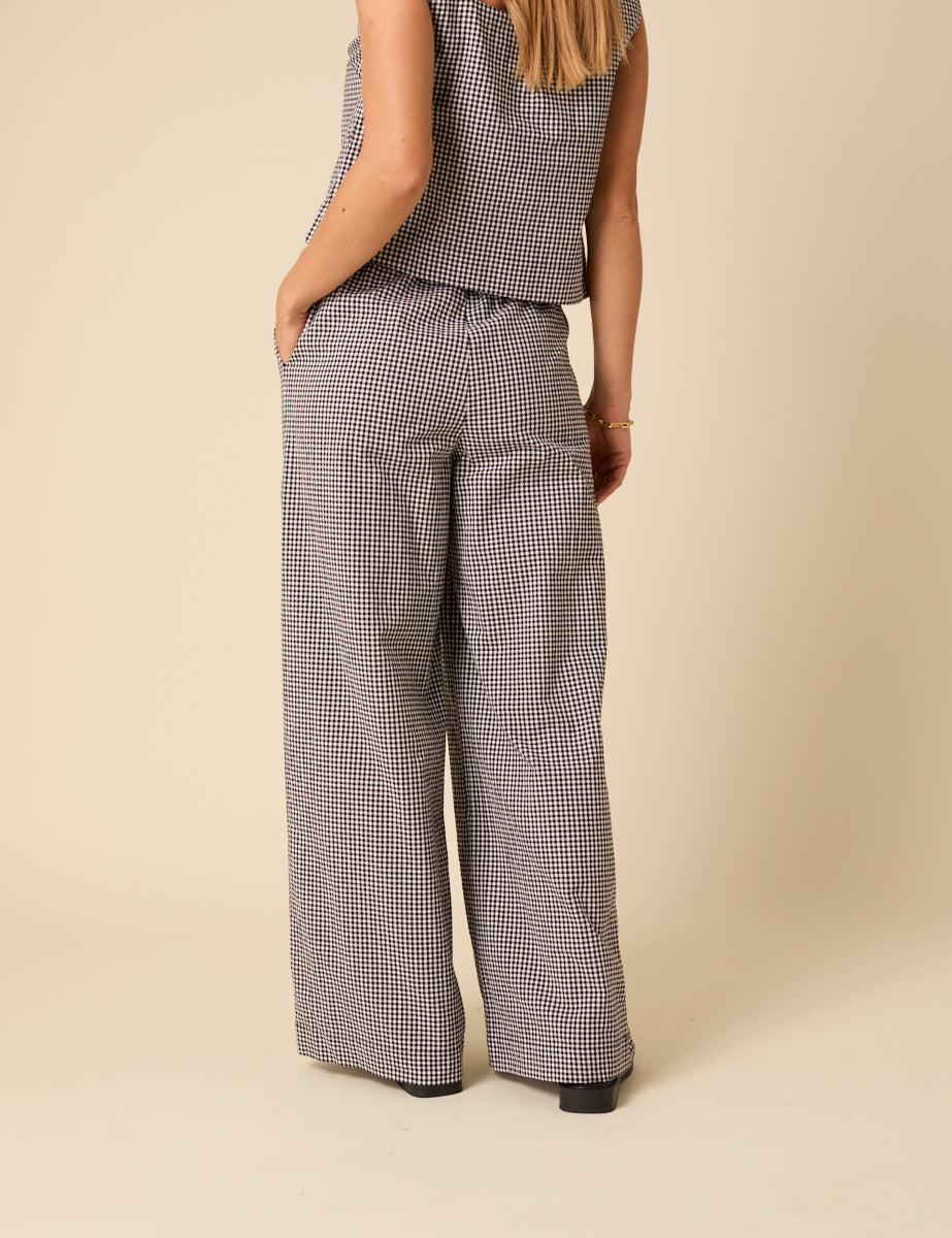 Black Gingham Relaxed Trousers
