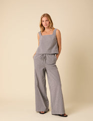 Black Gingham Relaxed Trousers