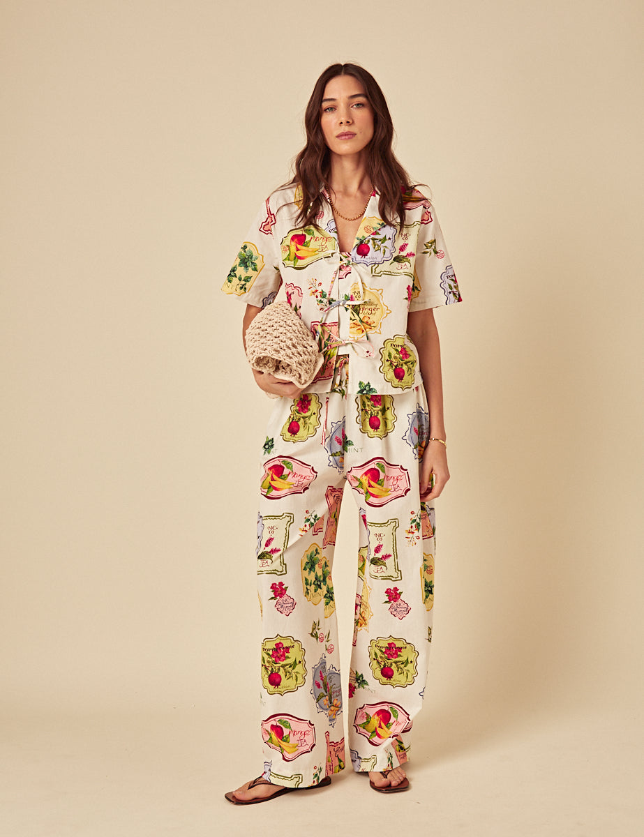 White Printed Trousers