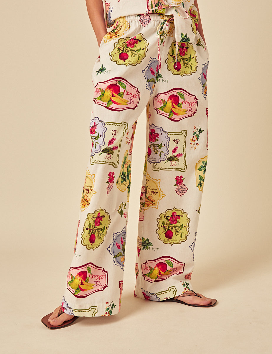 White Printed Trousers