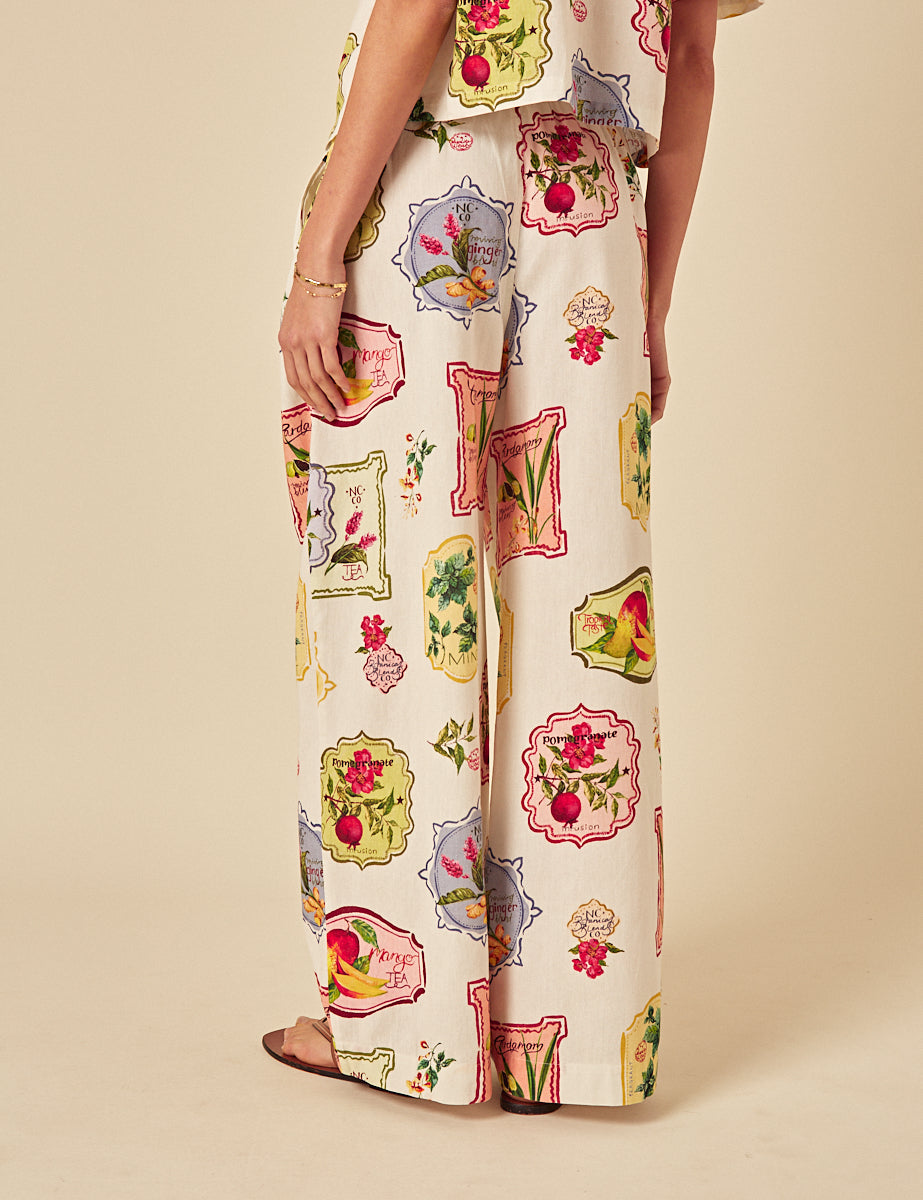 White Printed Trousers
