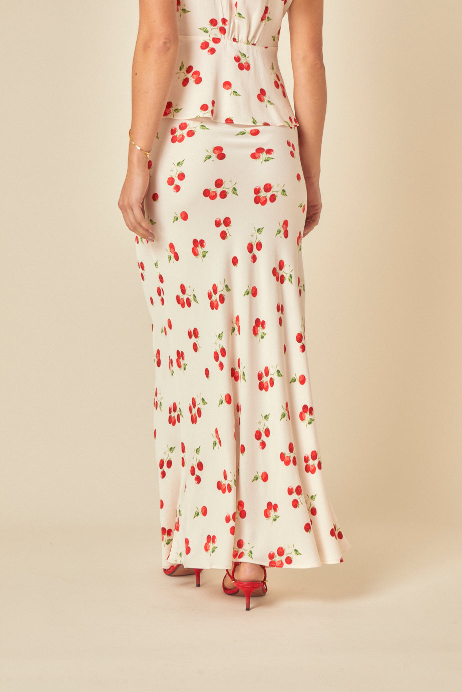 White Tomato Print Maxi Skirt