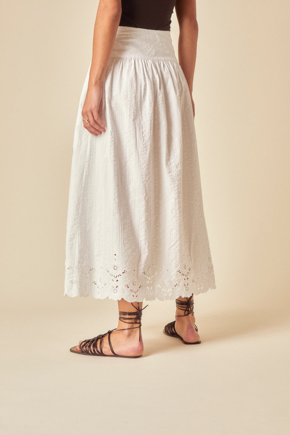 White Broderie Anglaise Maxi Skirt